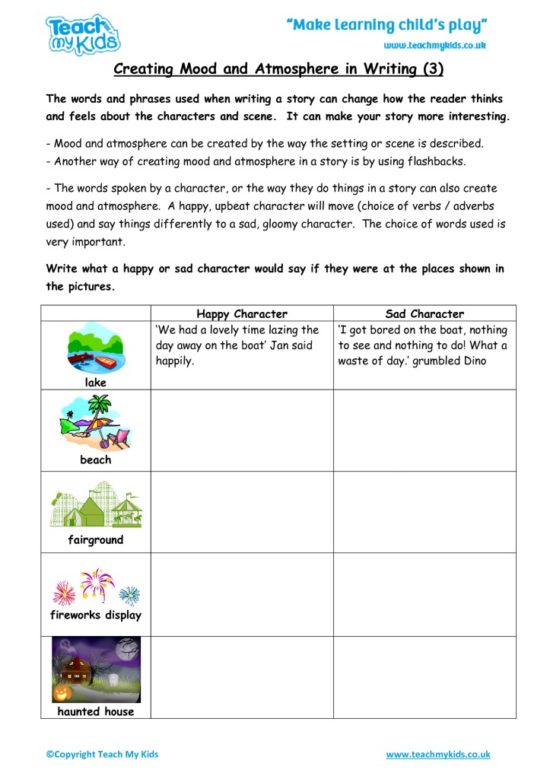 Worksheets for kids - creating-mood-and-atmosphere-in-writing-3